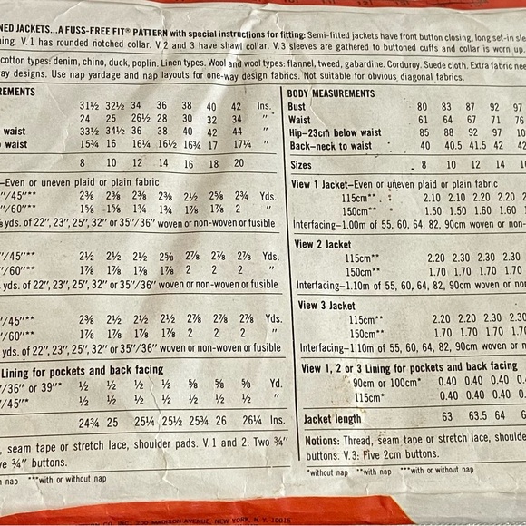 VTG Simplicity 5664 Women's 10 Fuss Free Fit Unlined Jacket Pattern Sew Uncut - Picture 2 of 2